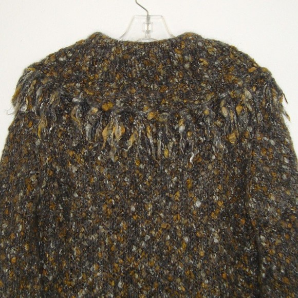 Lark Lane Boho Chunky Knit Wool Blend Nubby Fringed Cowl Neck Sweater Size XL - Picture 7 of 8